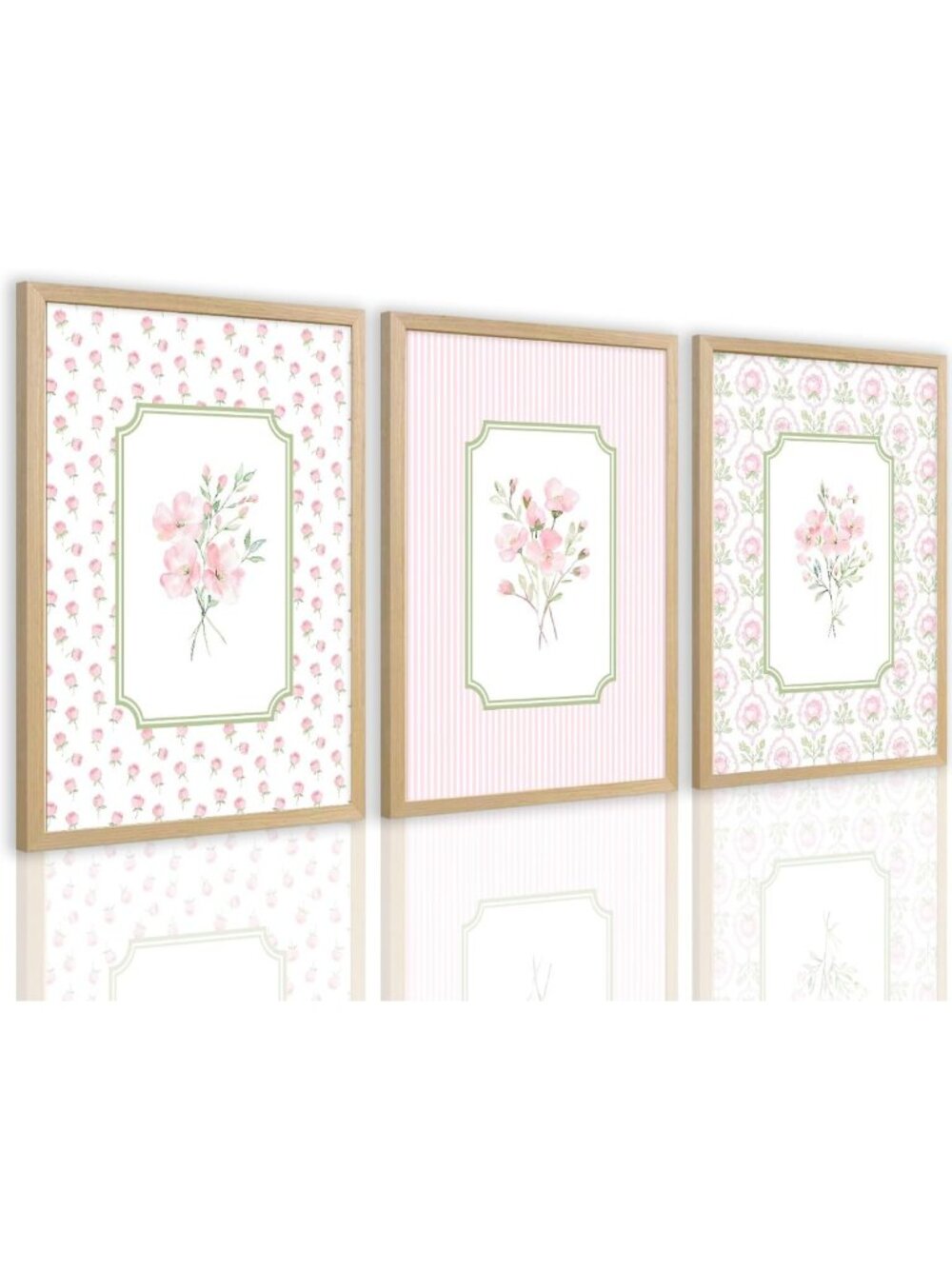 Pink Floral Nursery Wall Art Set - Watercolor Botanical Prints for Baby Girl